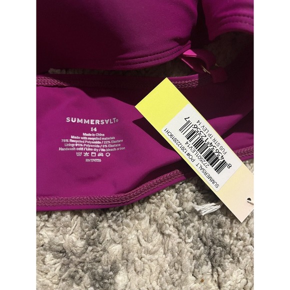 NWT Summersalt Swim Fuschia Purple Strappy Lined Halter Bikini Swim Top Sz 14 - Picture 5 of 5